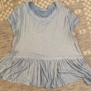 Mossimo Supply Co. Light Blue Peplum Short Sleeve Top